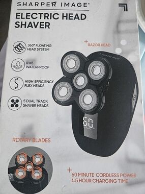 Sharper Image Black Electric Head Shaver with Five Rotary Blades